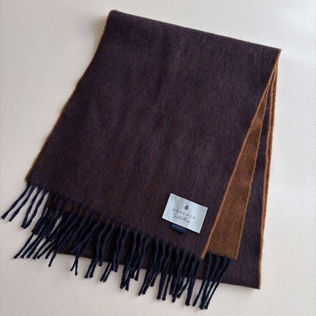 ベグアンドコー　カシミヤ100% ストール　マフラー　フリンジ　リバーシブル Begg & Co（ベグアンドコー） マフラー ARRAN REVERSIBLE レディース