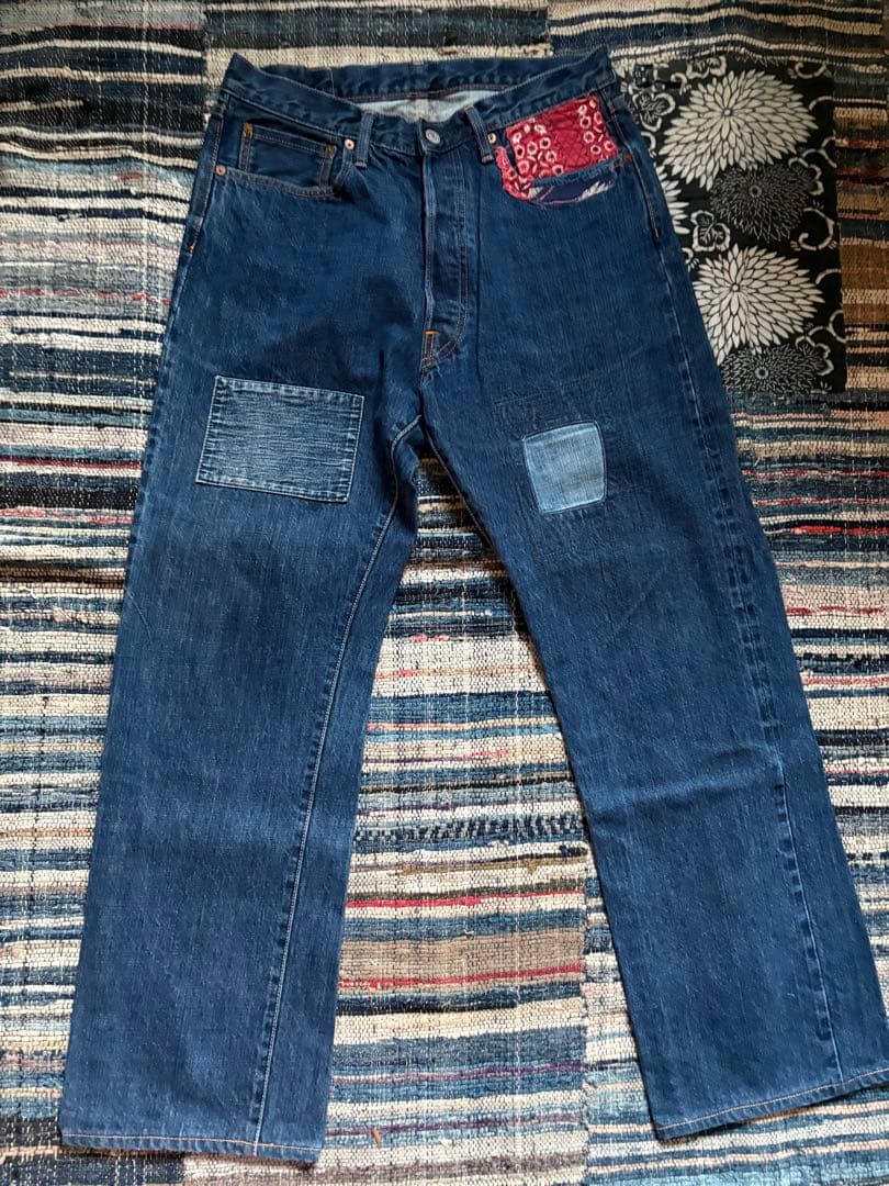 kapital キャピタル　初期　パッチワークデザイン ダークデニム　34インチ kapital キャピタル 初期 パッチワークデザイン ダークデニ