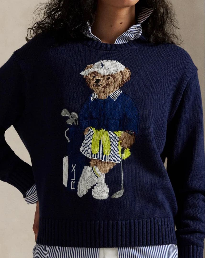 【価格変更後】ラルフローレン テディベア刺繍 ニットセーター ネイビー 価格変更後】ラルフローレン テディベア刺繍 ニットセーター ネイビー