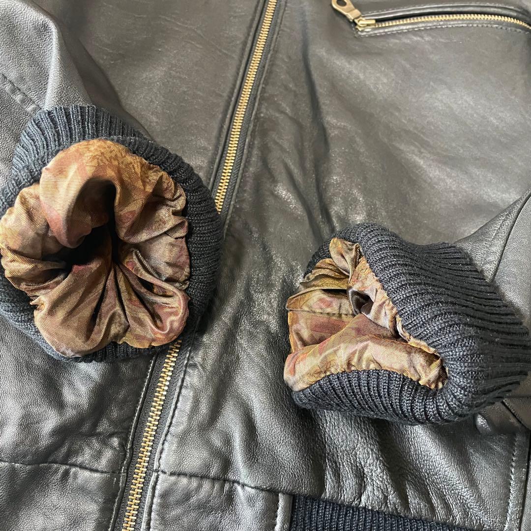 3L相当】BARISAL 羊革 裏地総柄 A-2 フライトジャケット - メルカリ