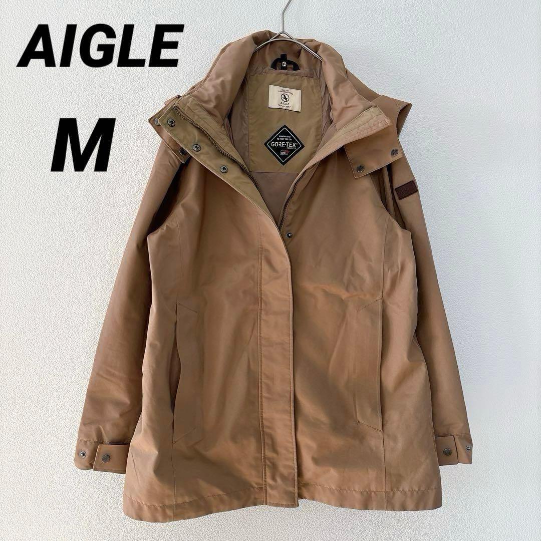 エーグル GORE-TEX 取り外せるフード付き アウター ベージュ M GORE－TEX ゴアテックス 透湿防水 防風 フーデッドジャケット