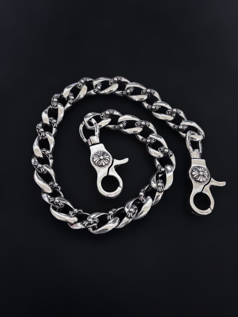 ウォレットチェーン ファンシー ネックレス ダブルクリップ シルバー