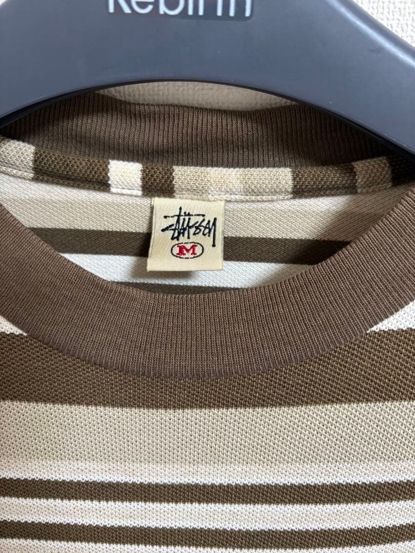 90s オールドステューシー ボーダー柄ロンt USA製 ブラウン×ベージュ