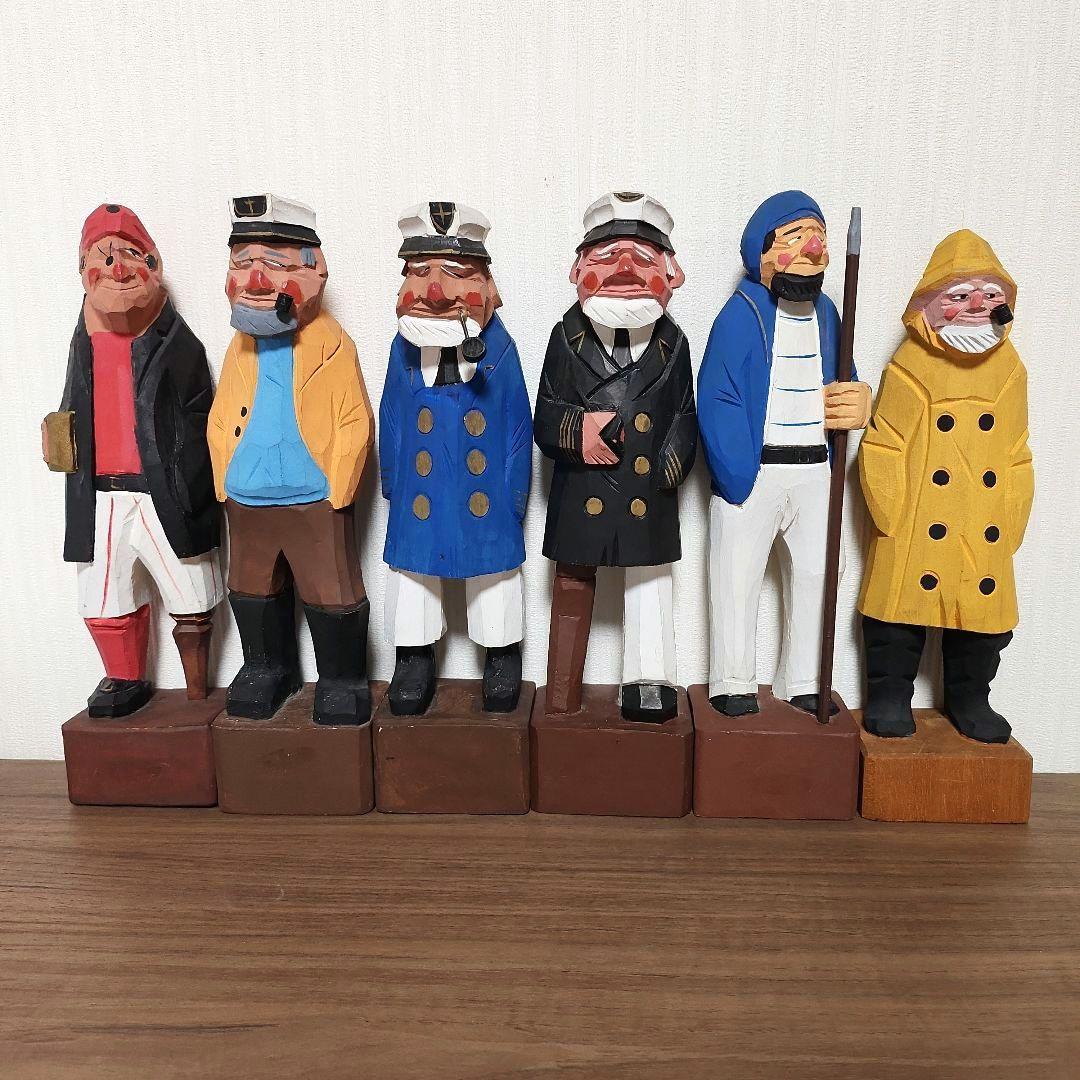 木彫り マドロス人形 ヴィンテージ 船長 水兵 海賊 6体セット - メルカリ