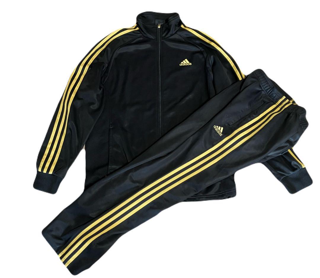 adidas ジャージセット ブラック イエロー L - メルカリ