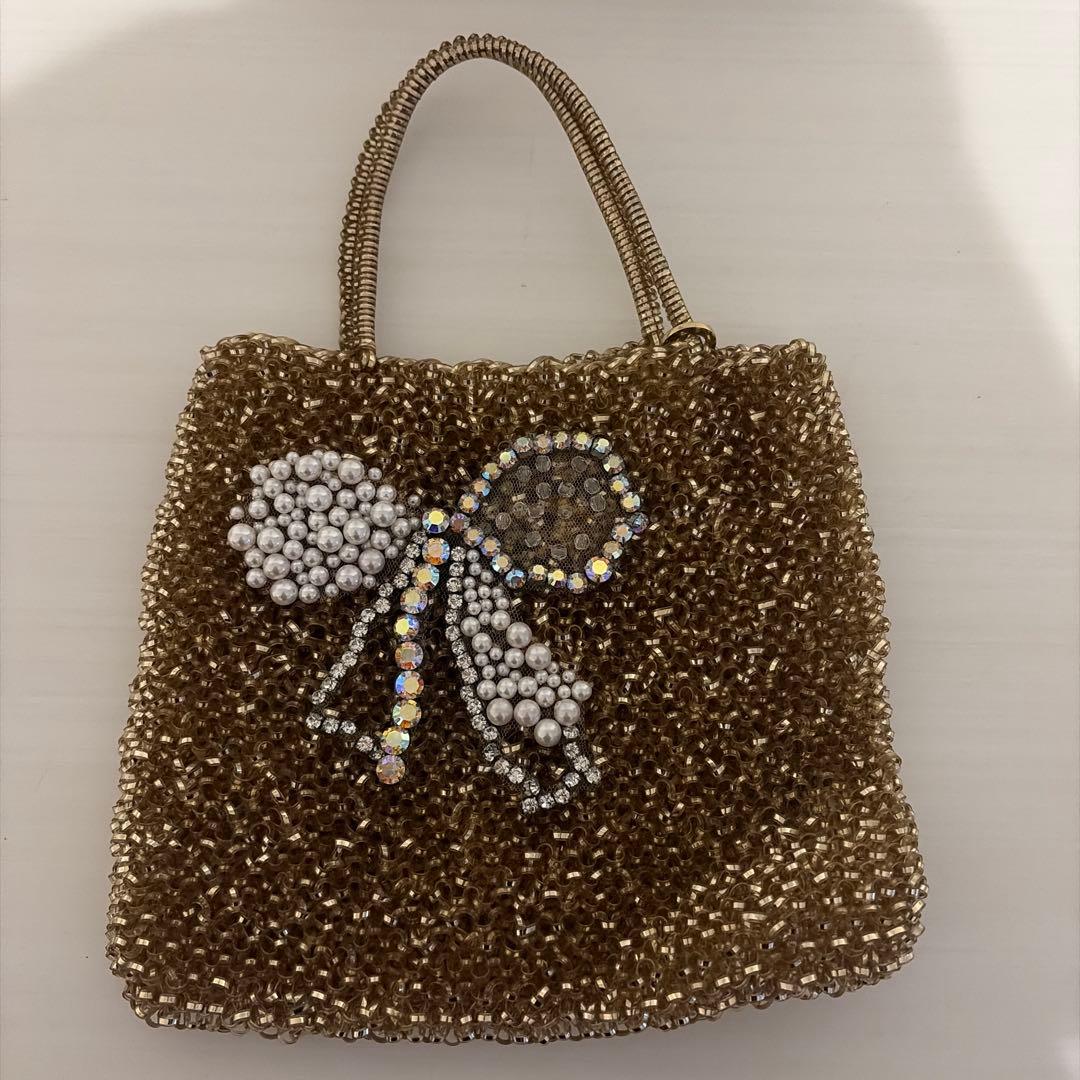 アンテプリマ スクエア ワイヤー ハンドバッグ リボン ビジュー