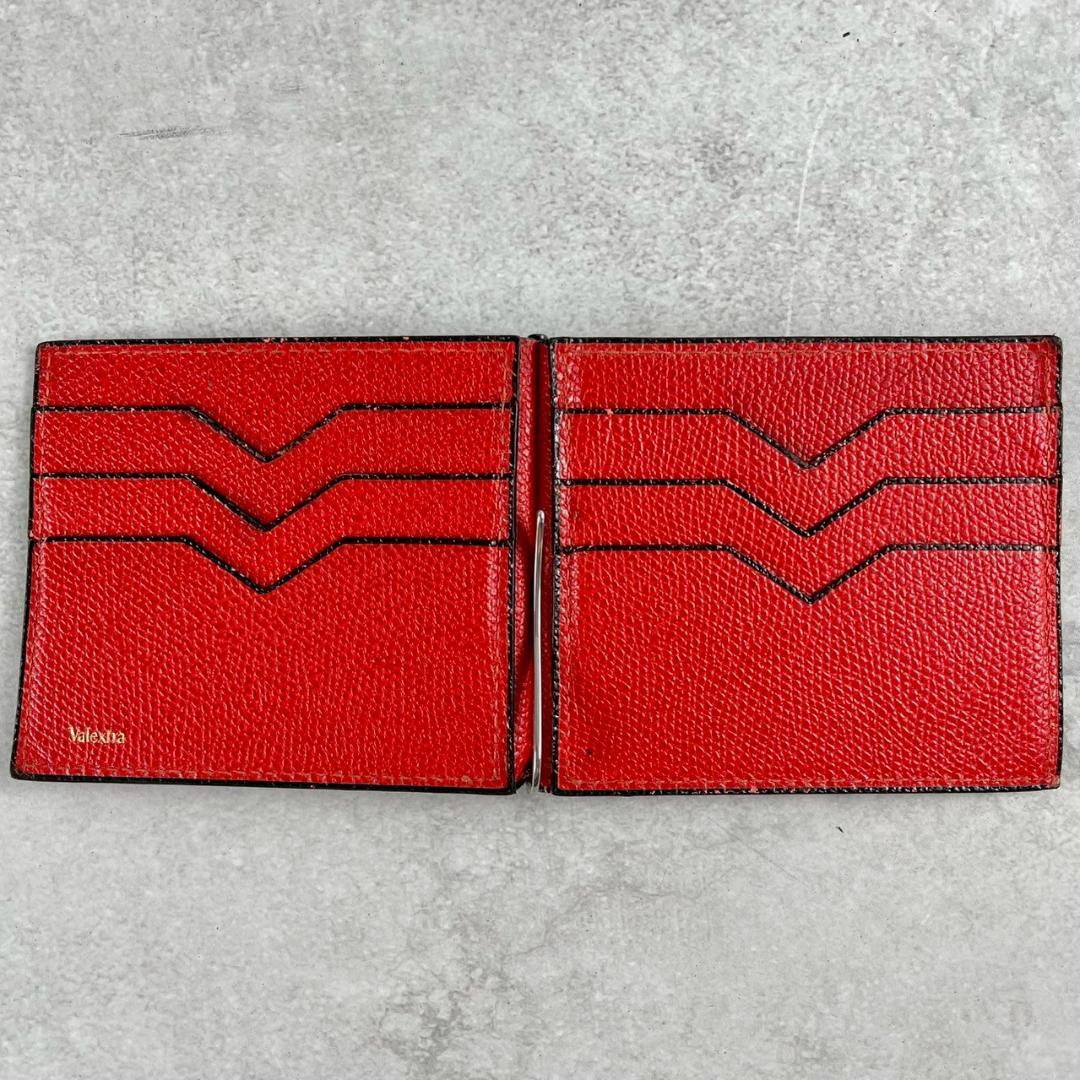 美品✨ヴァレクストラ マネークリップ 赤 ユニセックス グレインカーフスキン
