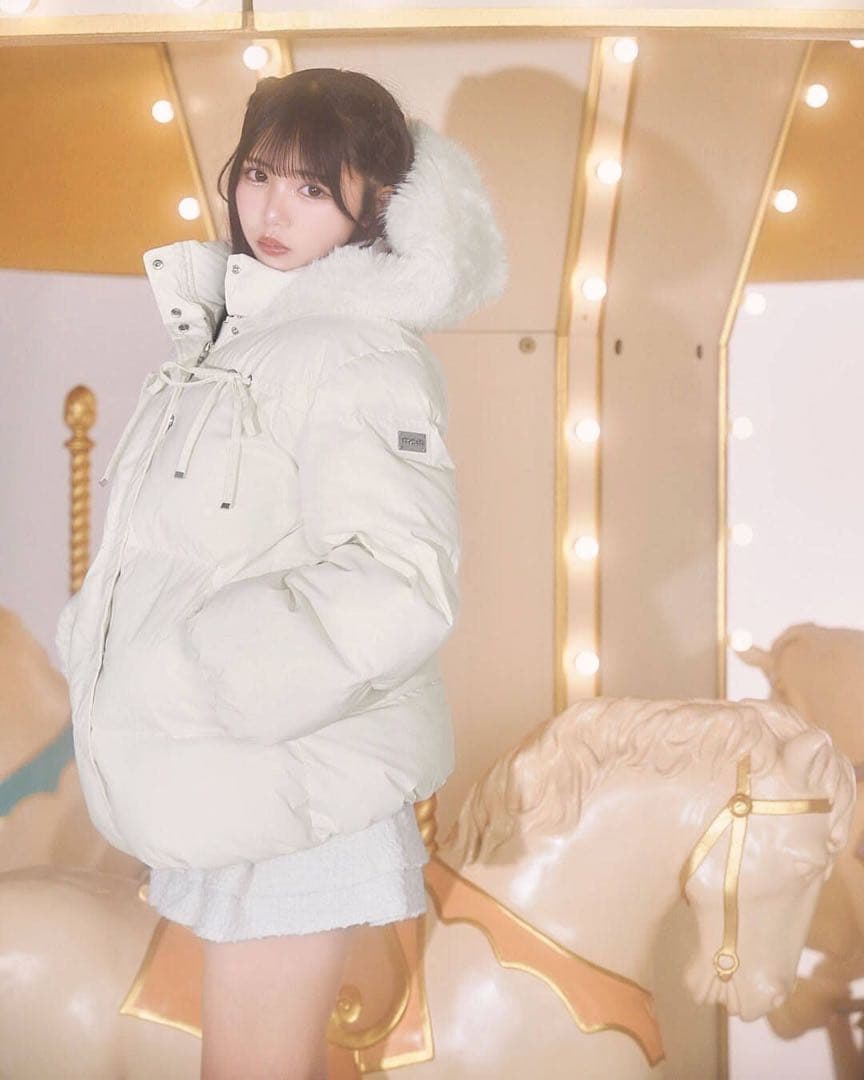 新品タグ付 ミシェルマカロン ファーフードリボンダウンコート