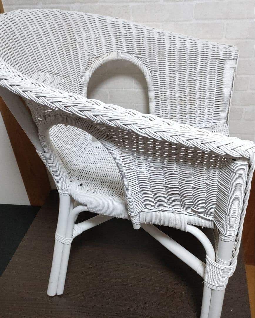 ニトリ ラタンチェア シャビーシック ホワイト - メルカリ