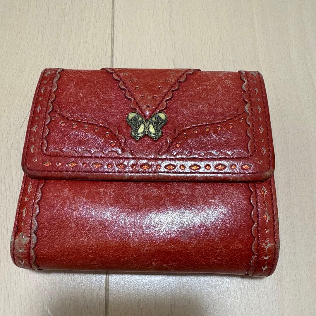 し*ん様 ANNA SUI アナスイ 三つ折り 財布 がま口 蝶 バタフライ レ