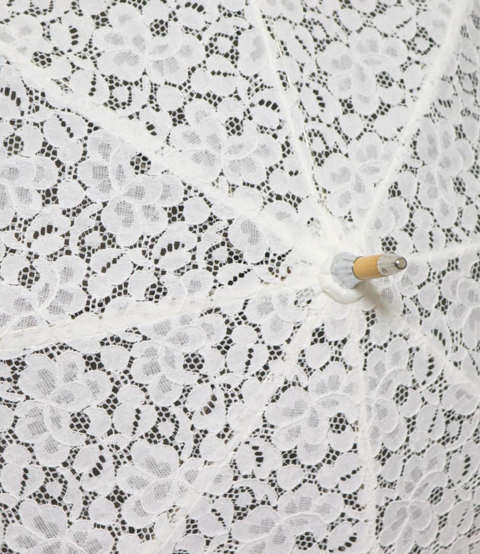 27,500円新品【長傘 日傘】綿100％ 繊細フラワー総レース かわず張り