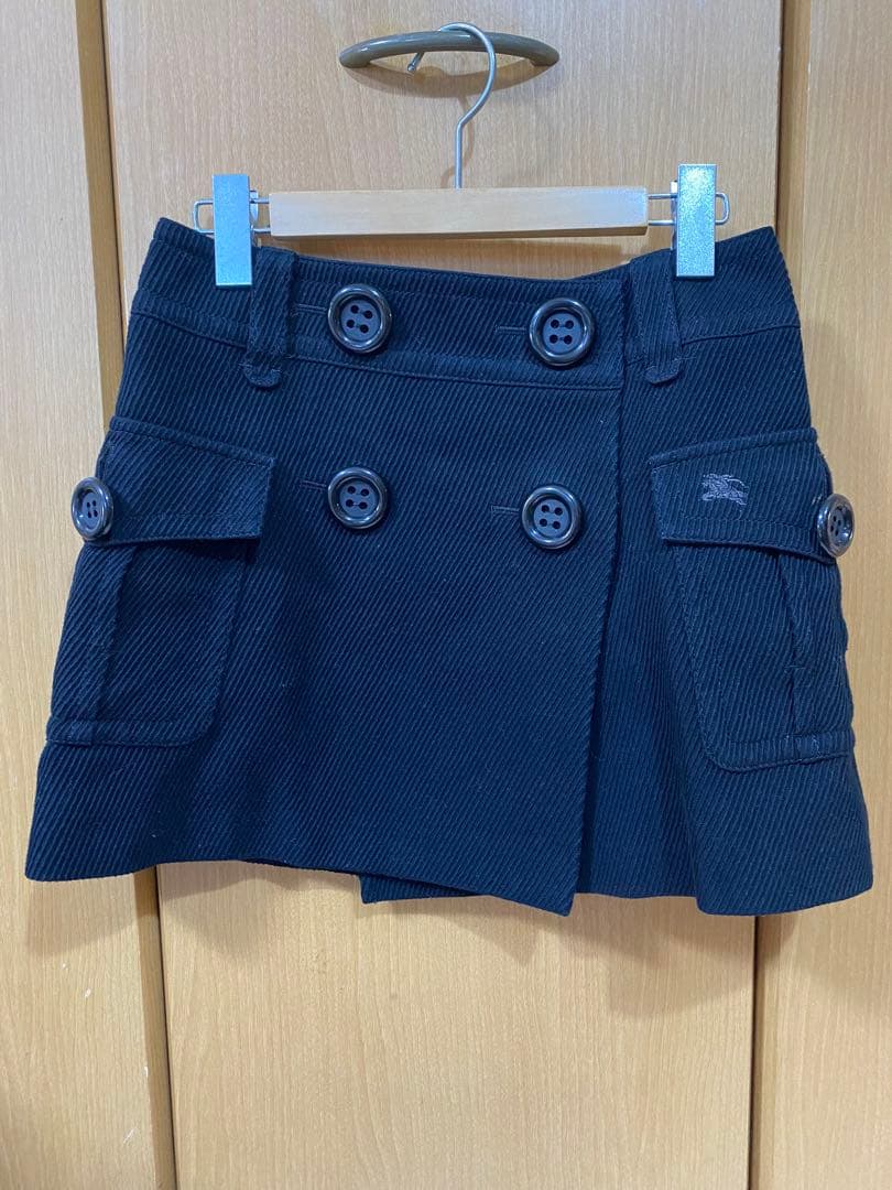 ✨美品✨バーバリーブルーレーベル ラップスカート 黒 ノバチェック
