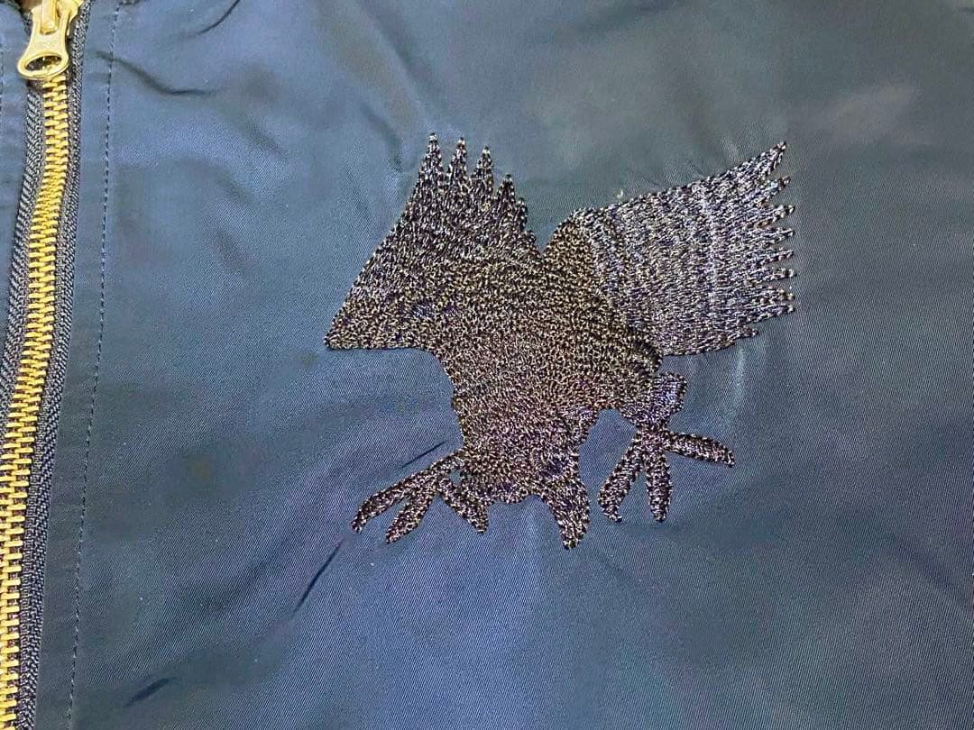 アリステア スカジャン MA-1 両面刺繍 鷹 和柄 刺繍ジャケットXL