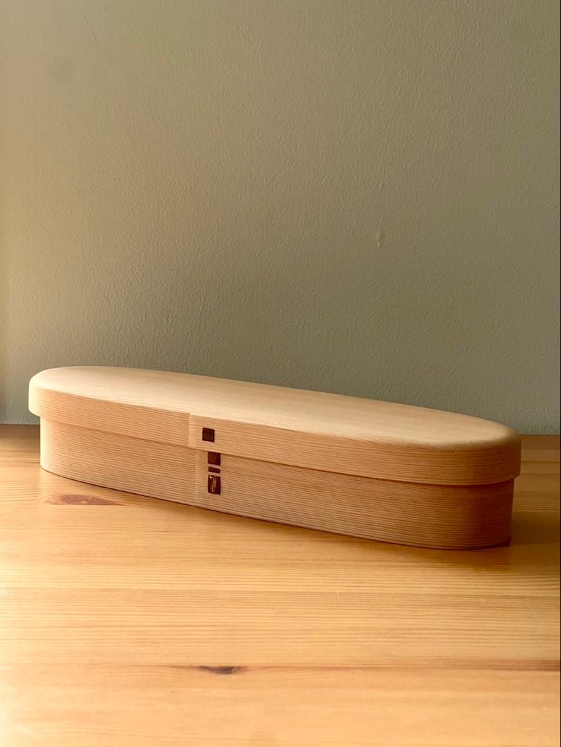 新品未使用】柴田慶信商店 長手弁当箱 （大）秋田杉 白木 曲げわっぱ