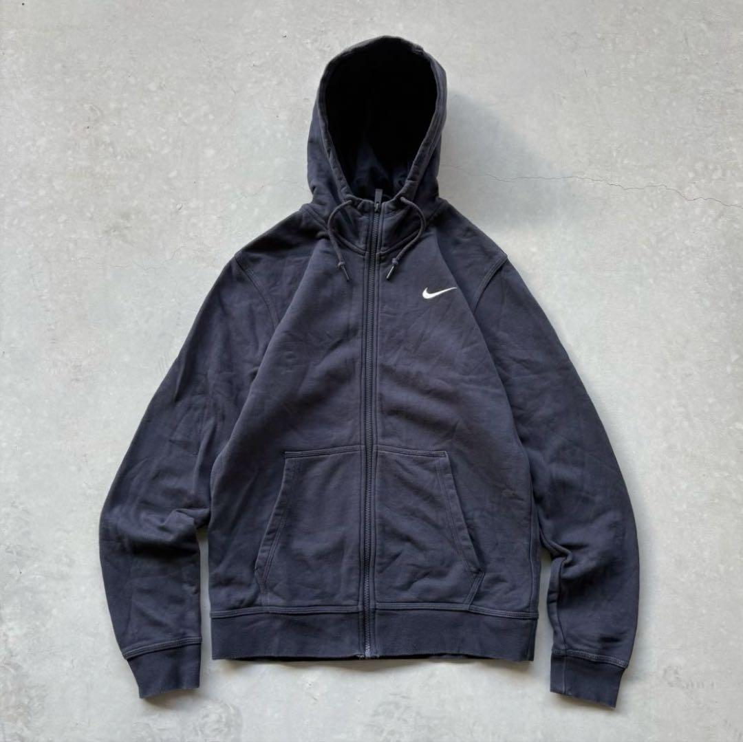 00s NIKE ジップパーカー 短丈 ブラック フェード Y2K ノームコア