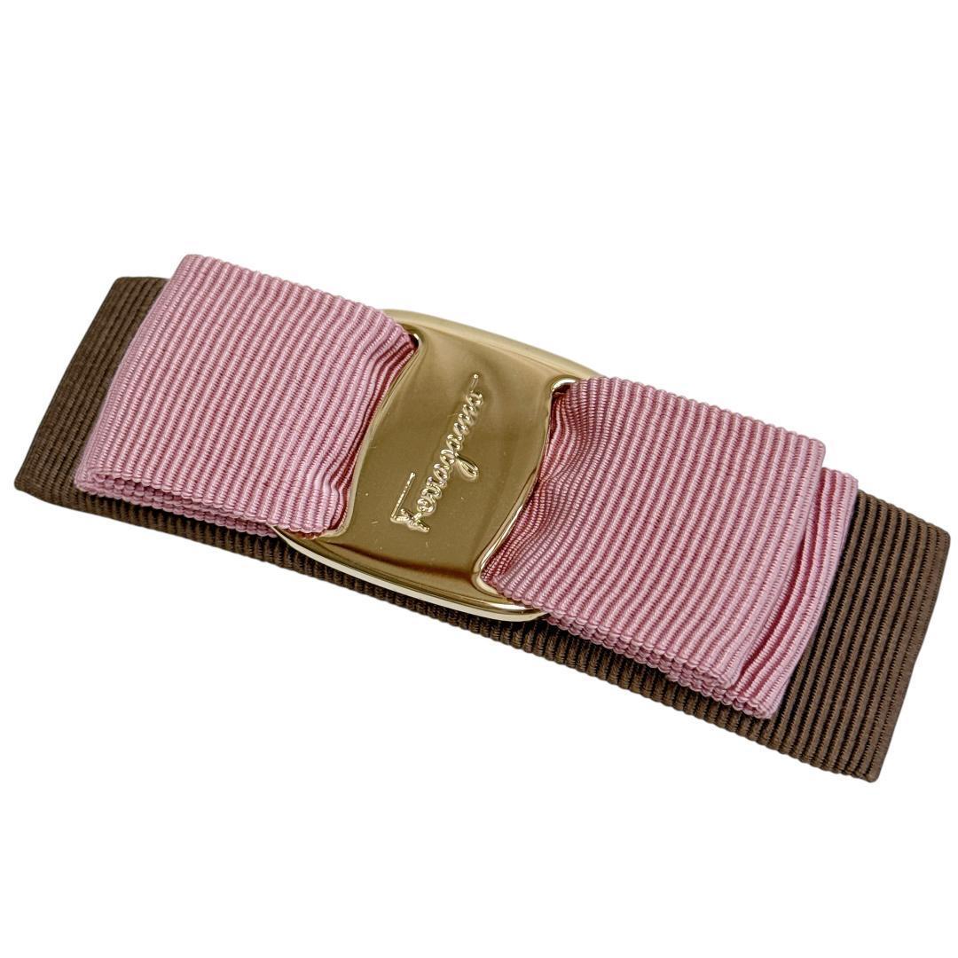 希少色 フェラガモ バレッタ ヘアアクセサリー ヴァラ リボン　ピンク Salvatore Ferragamo】即対応 ヴァラ・リボン バレッタ (FERRAGAMO