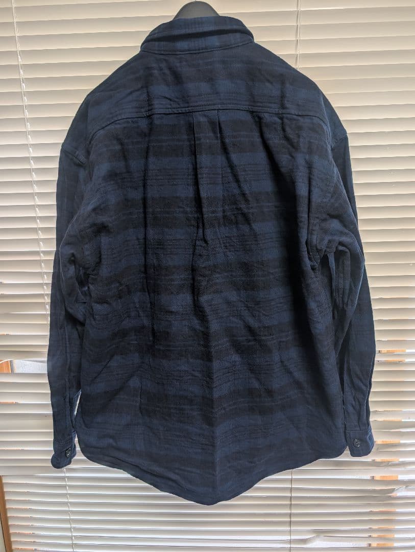 DESCENDANT ダークブルー チェック柄ネルシャツ