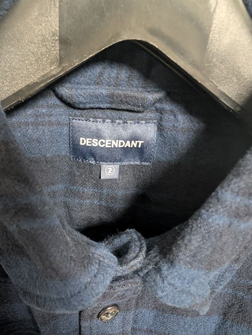 DESCENDANT ダークブルー チェック柄ネルシャツ