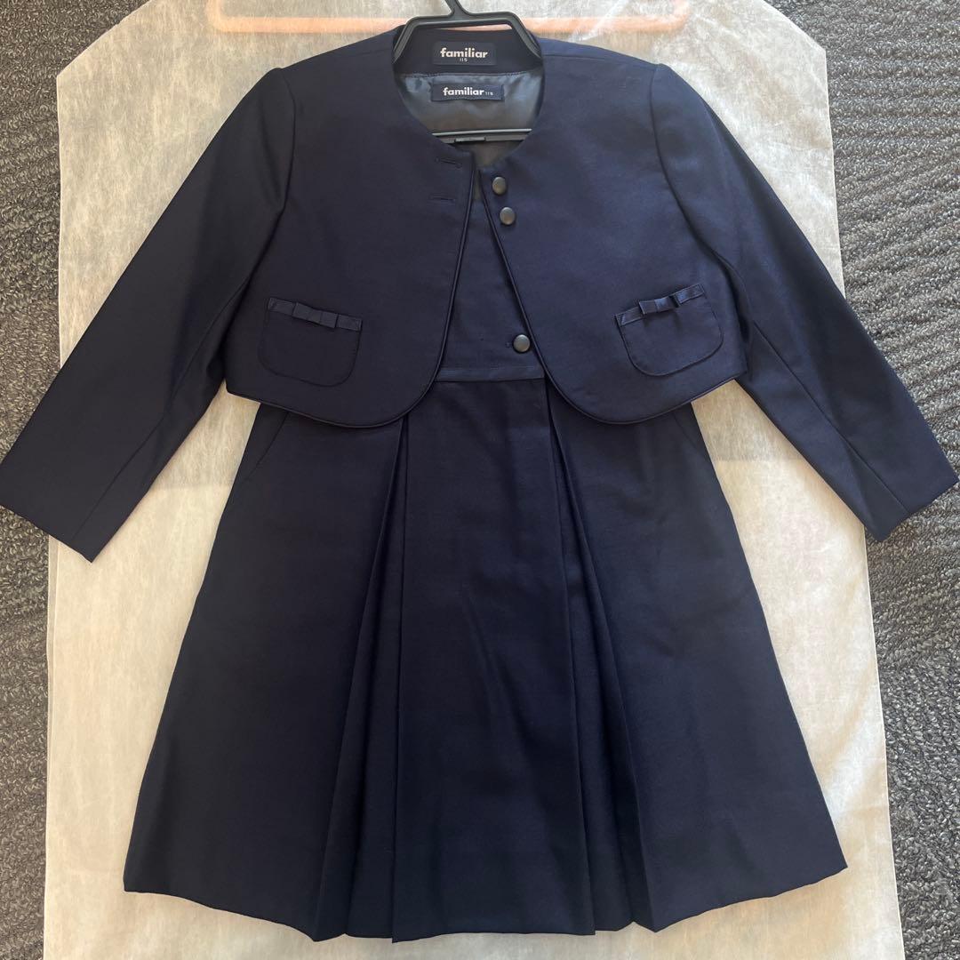 ファミリア セット ジャケット ワンピース ネイビー お受験 115 美品