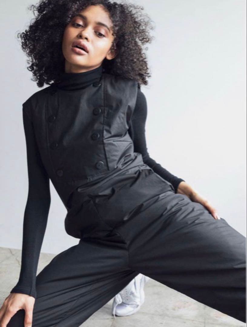 新品　BORDERS at BALCONY サロペット　黒 2026年最新】BORDERS at BALCONY サロペット・オーバーオール