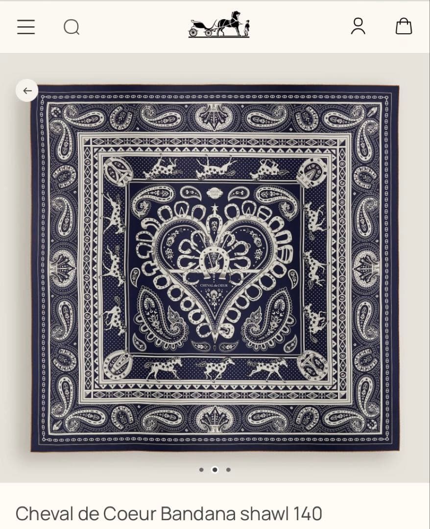 エルメス カシシル カレジェアン シュヴァルドゥクール バンダナ 紺