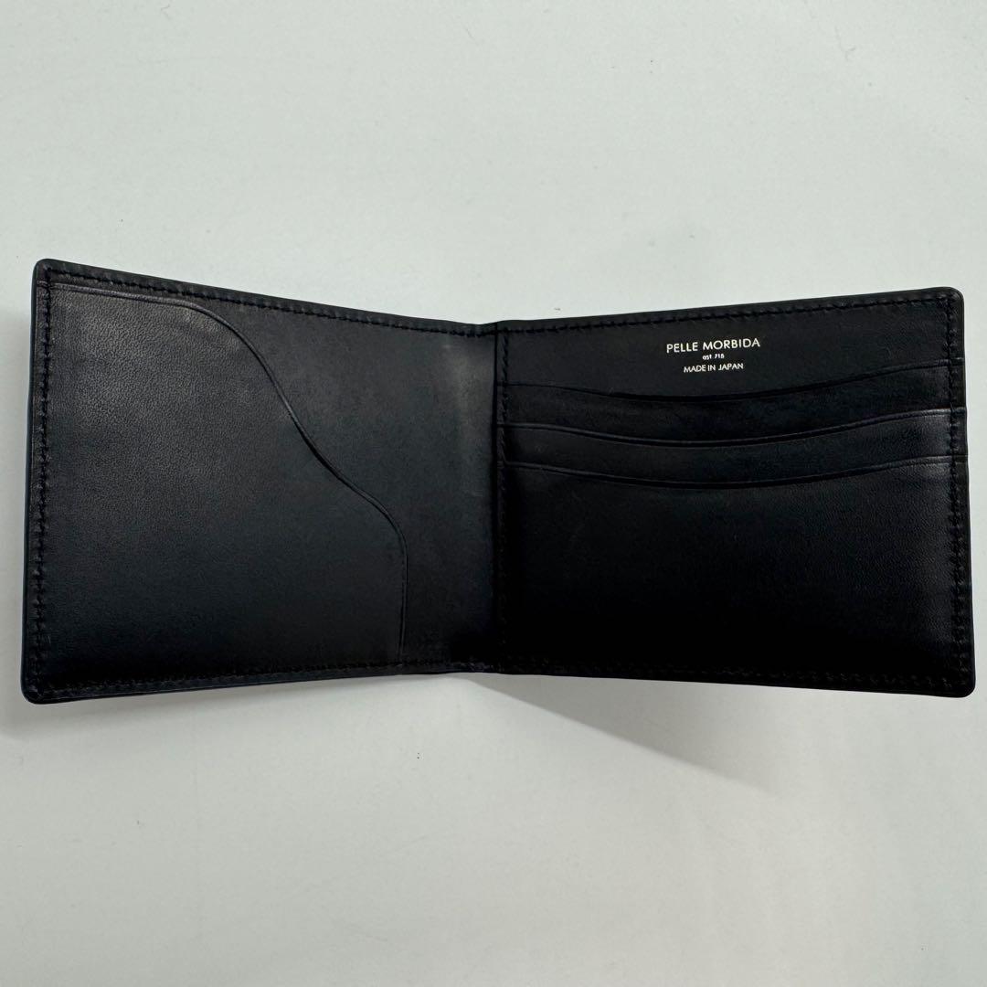 未使用級 PELLE MORBIDA マネークリップ 財布 二つ折り 黒 本革の通販