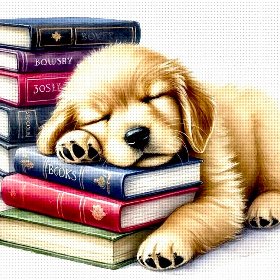 クロスステッチキット 11CT 刺繍キット 刺繍道具 刺繍子犬と本 犬 イヌ