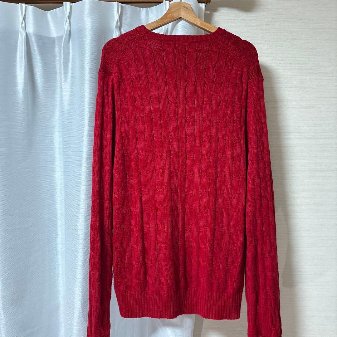 美品】ポロラルフローレン 現行 赤 ケーブルニットL - メルカリ