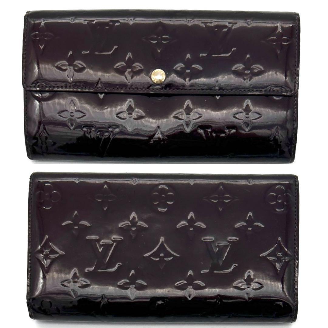 ルイヴィトン モノグラム ヴェルニ ポルトフォイユサラ アマラント 長