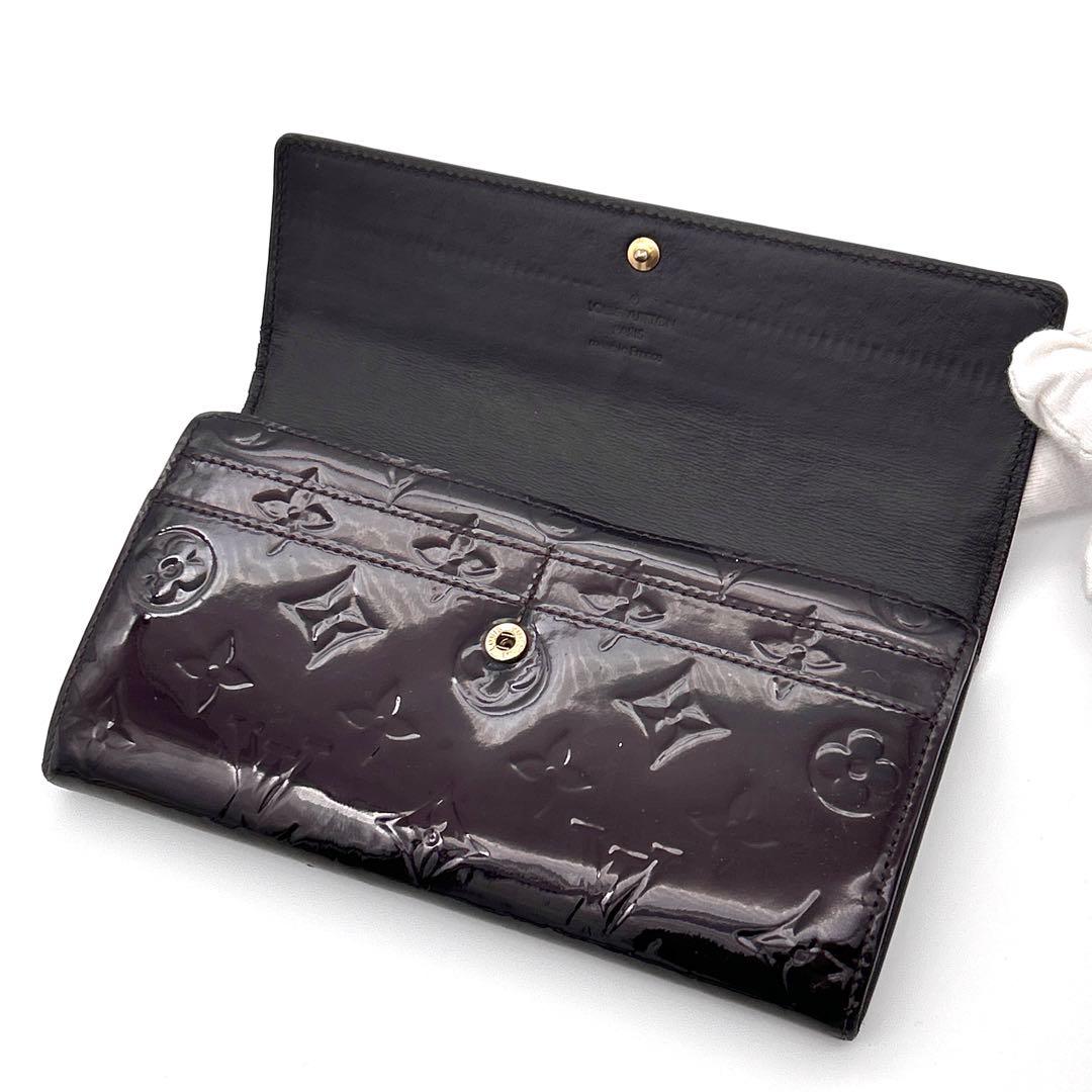 ルイヴィトン モノグラム ヴェルニ ポルトフォイユサラ アマラント 長