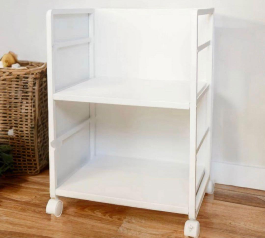 キッチン目隠し収納ラック ホワイト W42×D34×H60 キッチンワゴン 新品
