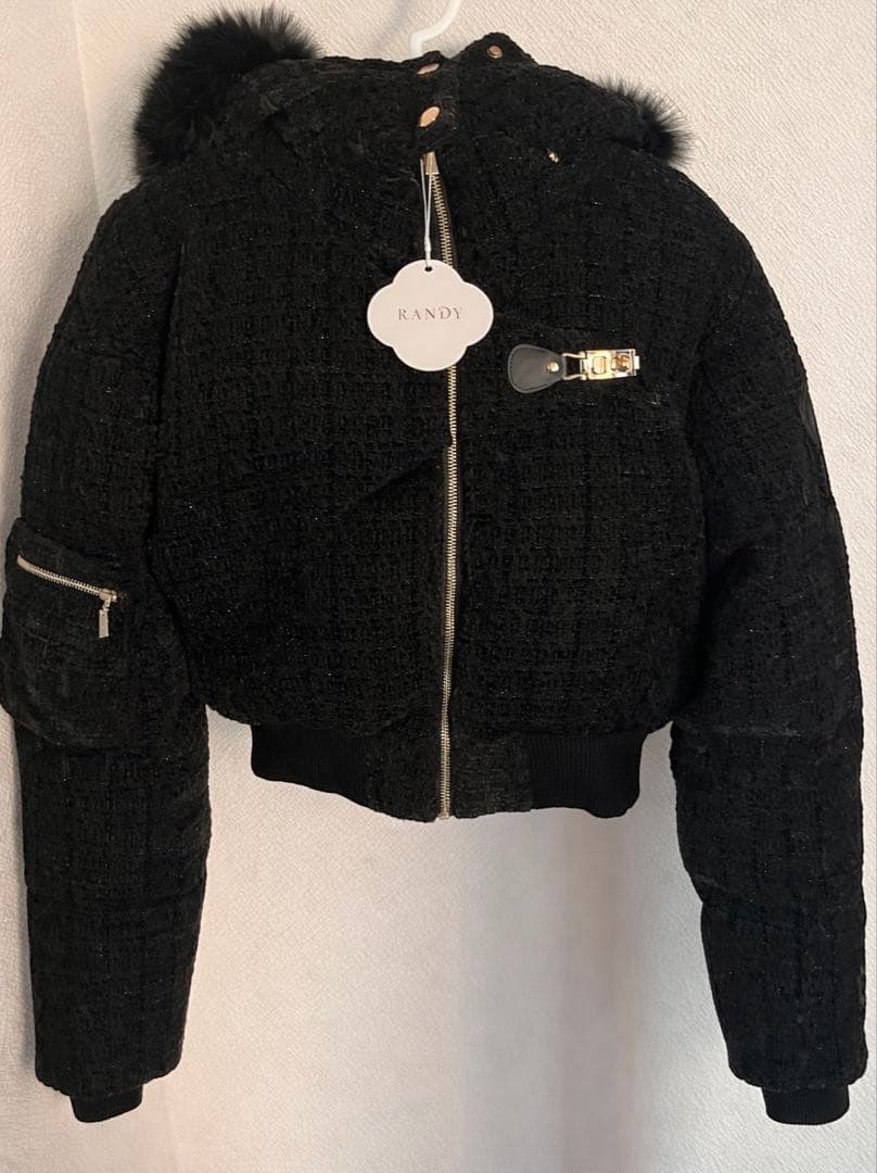 Randy アシンメトリーバックルツイードパデットジャケットS | 激安通販