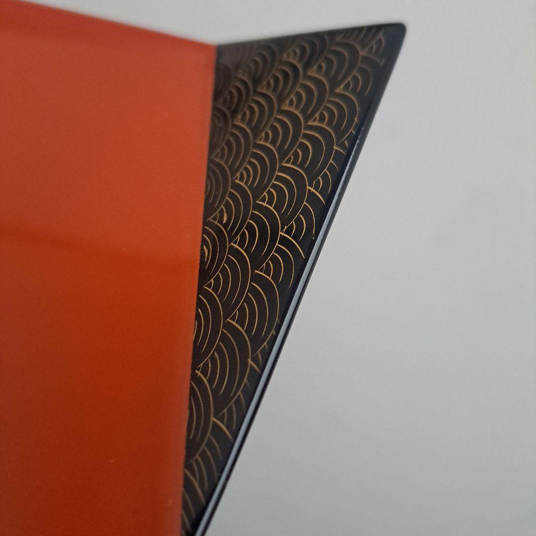 輪島塗 折敷膳×5客】布着本堅地 鏡面仕上げ 青海波蒔絵 未使用品