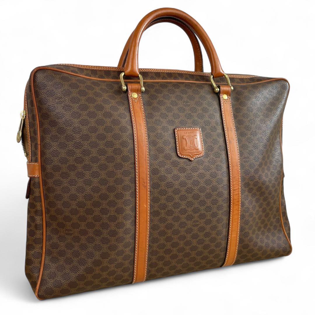 セリーヌ ビジネスバッグ マカダム柄 トリオンフ レザー ハンドバッグ