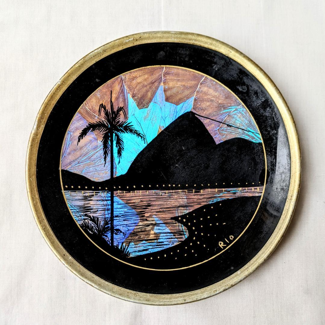 ブラジル土産】天然記念物 モルフォ蝶の飾り皿 リオ置物 - メルカリ