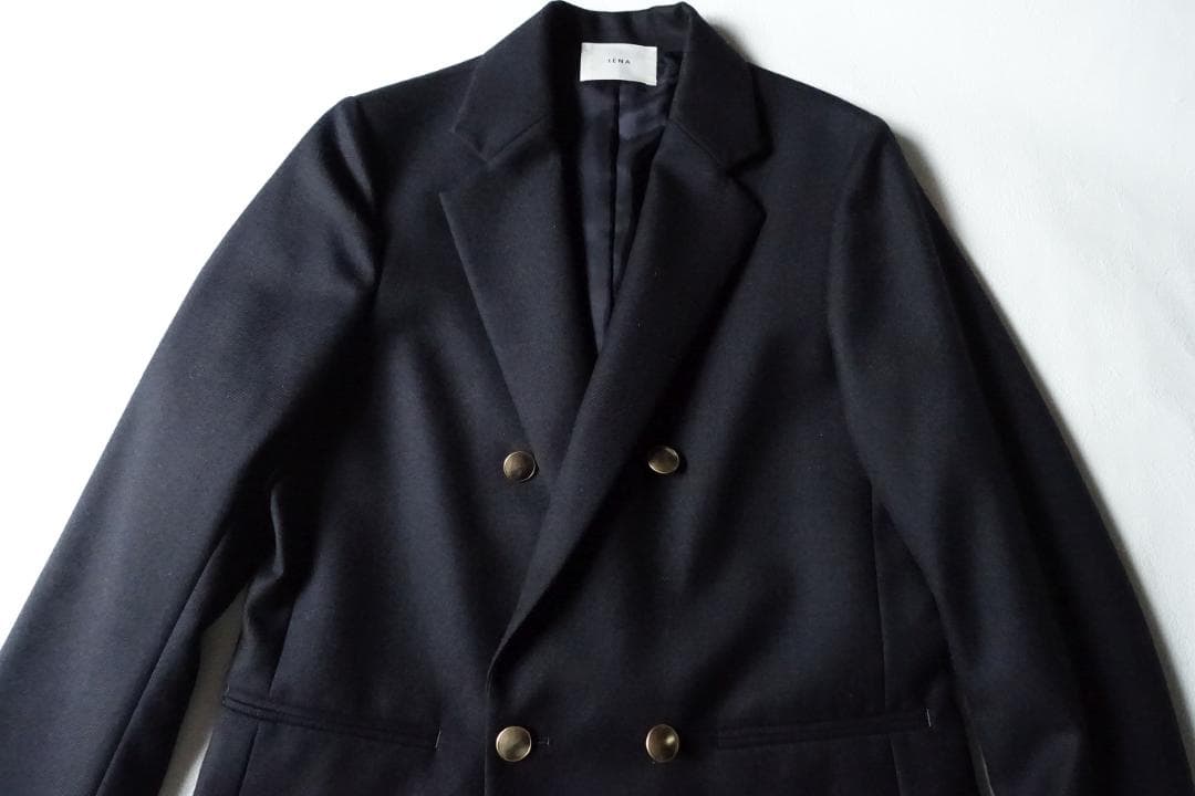 2023 未使用IENAイエナ☆ウールサージ 金ボタンジャケット 38 ネイビー