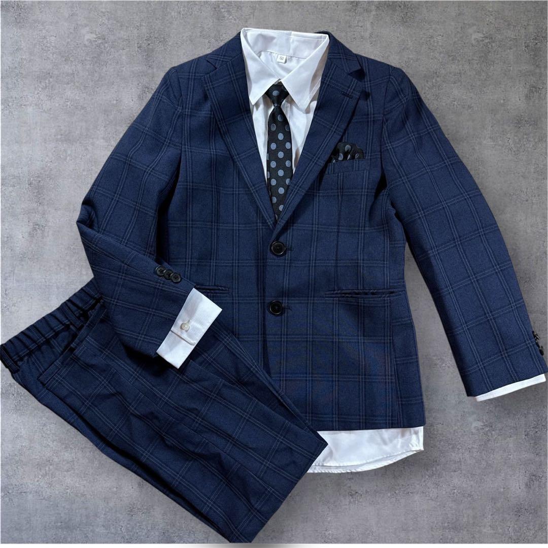 美品 BTZTOKYO 卒業式 スーツ ネイビー チェック 150 4点セット - メルカリ