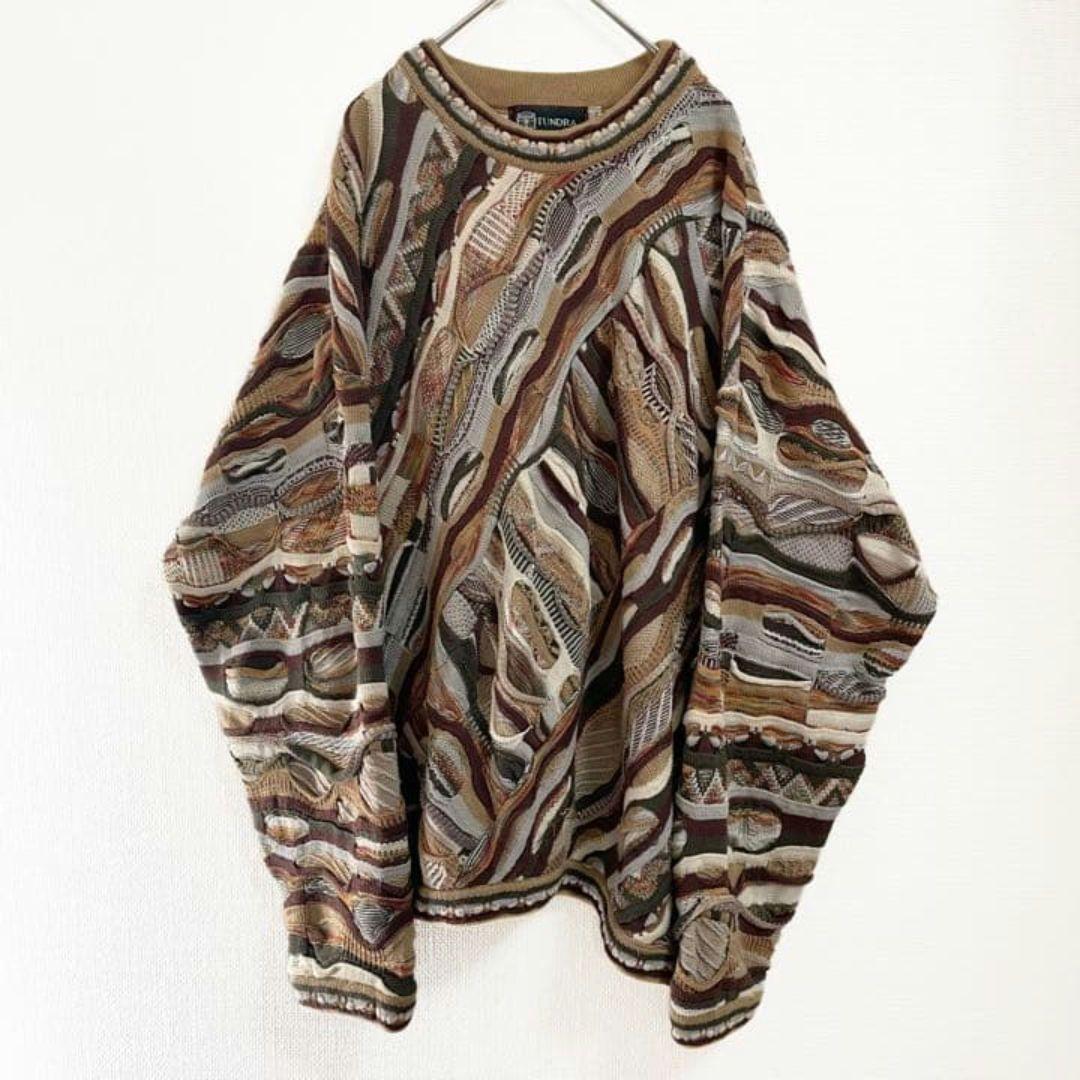 希少カラー 90s TUNDRA XL 立体3Dニット COOGI風 古着 - メルカリ
