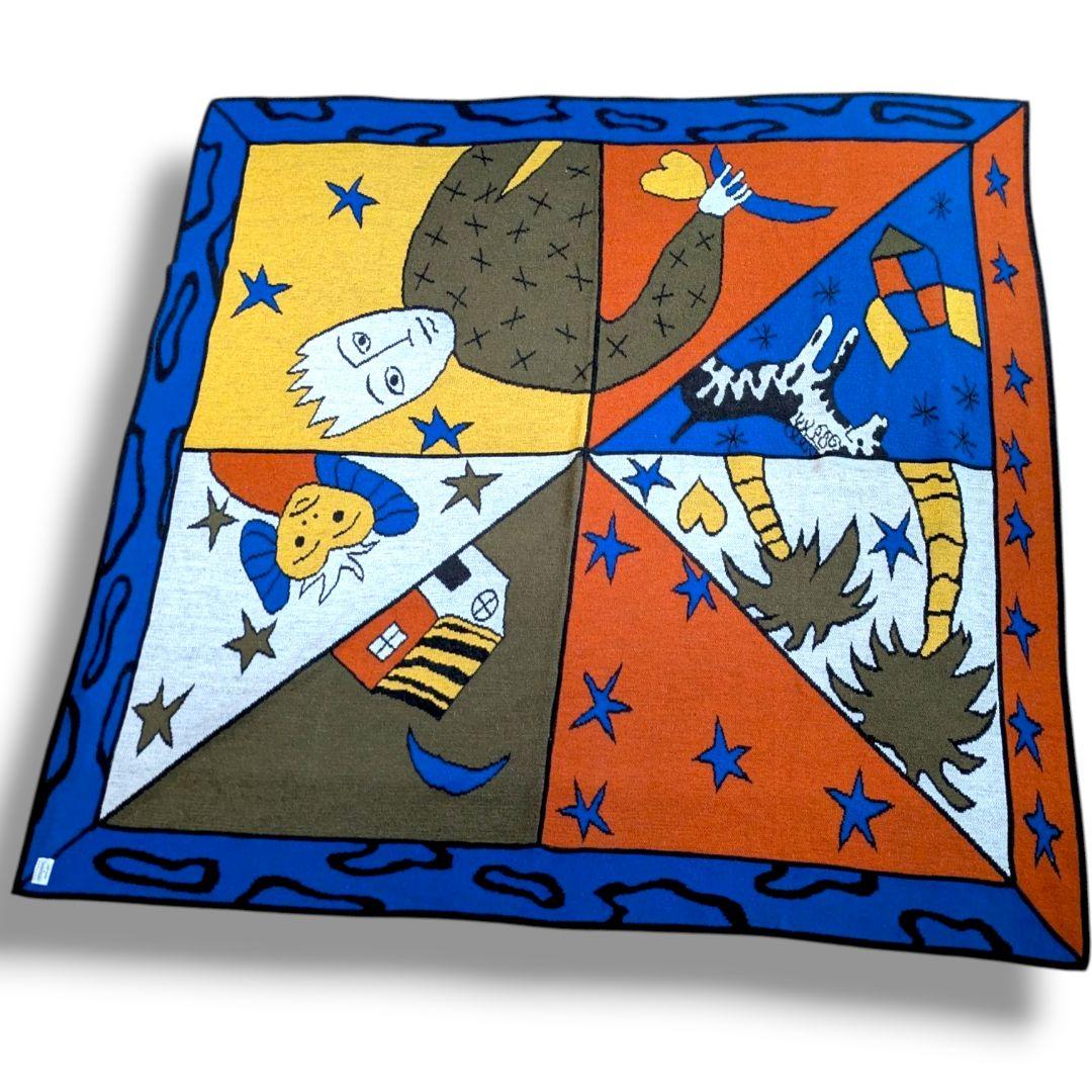 希少品 □カステルバジャック アート柄大判ストール シマウマ ヤシの木