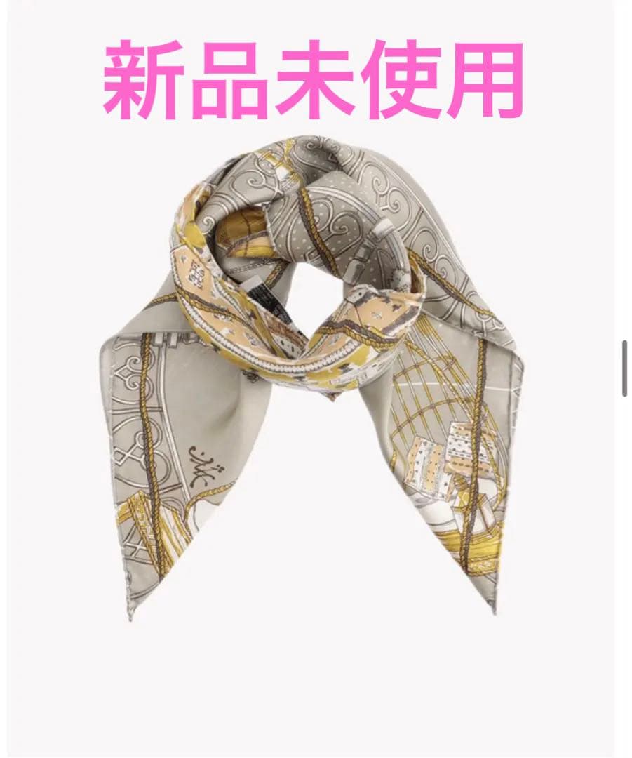 セオリーリュクス　manipuri バルーン　シルクスカーフ グレーマルチ　新品 セオリーリュクス manipuri バルーン シルクスカーフ グレーマルチ