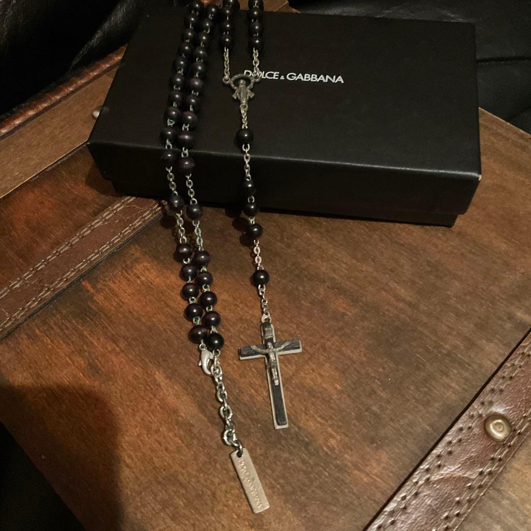 D&G ドルチェ＆ガッバーナ ロザリオ ネックレス ウッド ビーズ 黒