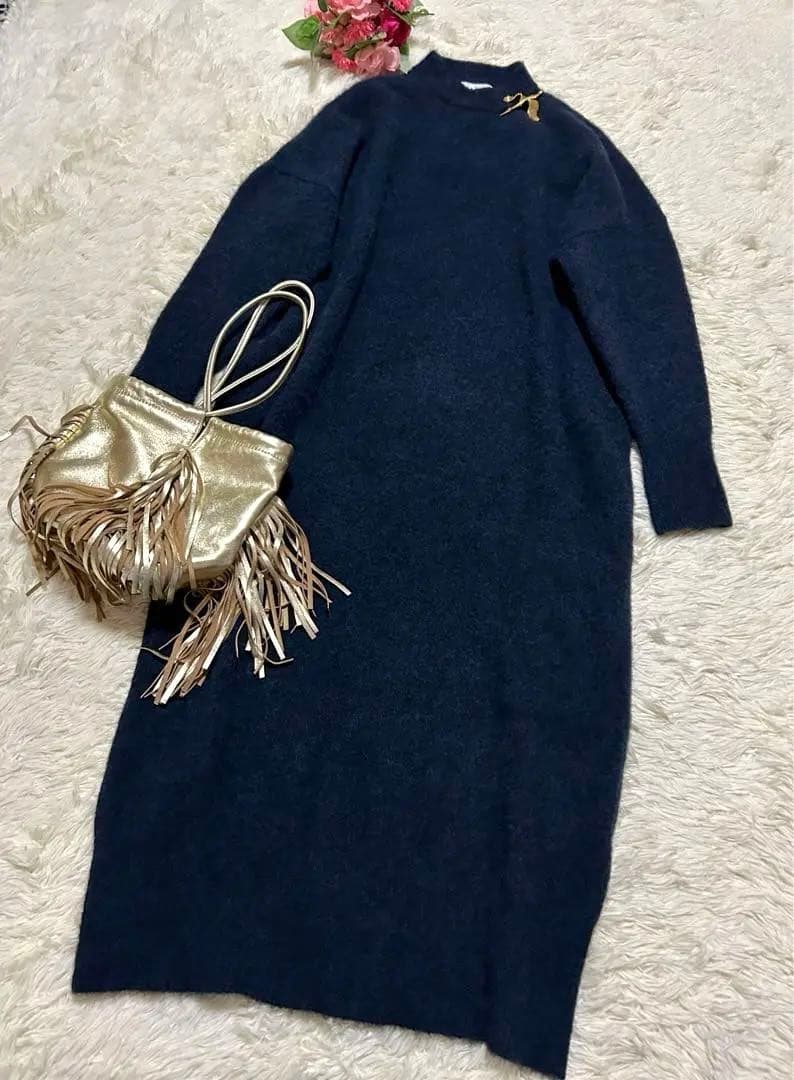 セール 美品 サクラ ファインアルパカロングワンピース マキシ丈