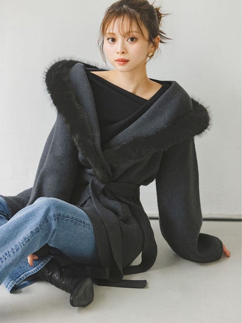 SNIDEL ファーフードニットコート ファーフードニットコート(コート)｜アウター｜SNIDEL(スナイデル)の