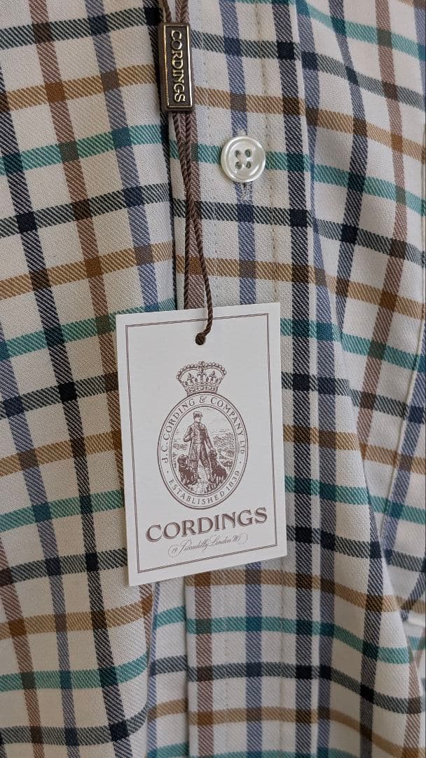新品タグ付きCORDINGSコットンウールシャツSHJ298チェックサイズ16