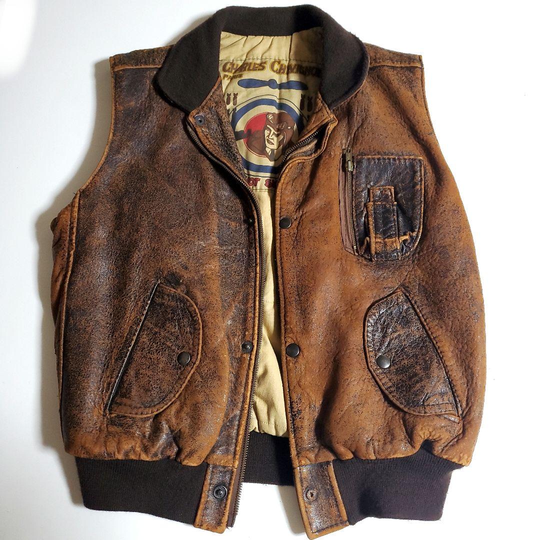 CHARLES CHEVIGNON　PARIS　フライトジャケット　レザーベスト CHARLES CHEVIGNON PARIS フライトジャケット レザーベスト - メルカリ