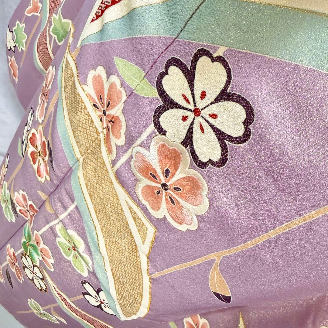 未使用品 作家物 落款 振袖フルセット しつけ付き 金通し 桜 154〜164