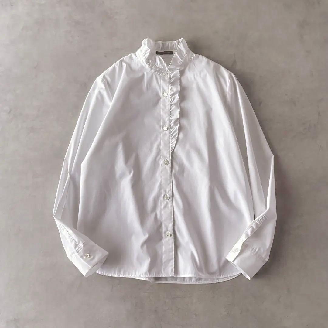 極美品　定価29,700円　セオリーリュクス　長袖　フリルブラウス　バンドカラー 極美品 定価29,700円 セオリーリュクス 長袖 フリルブラウス バンド