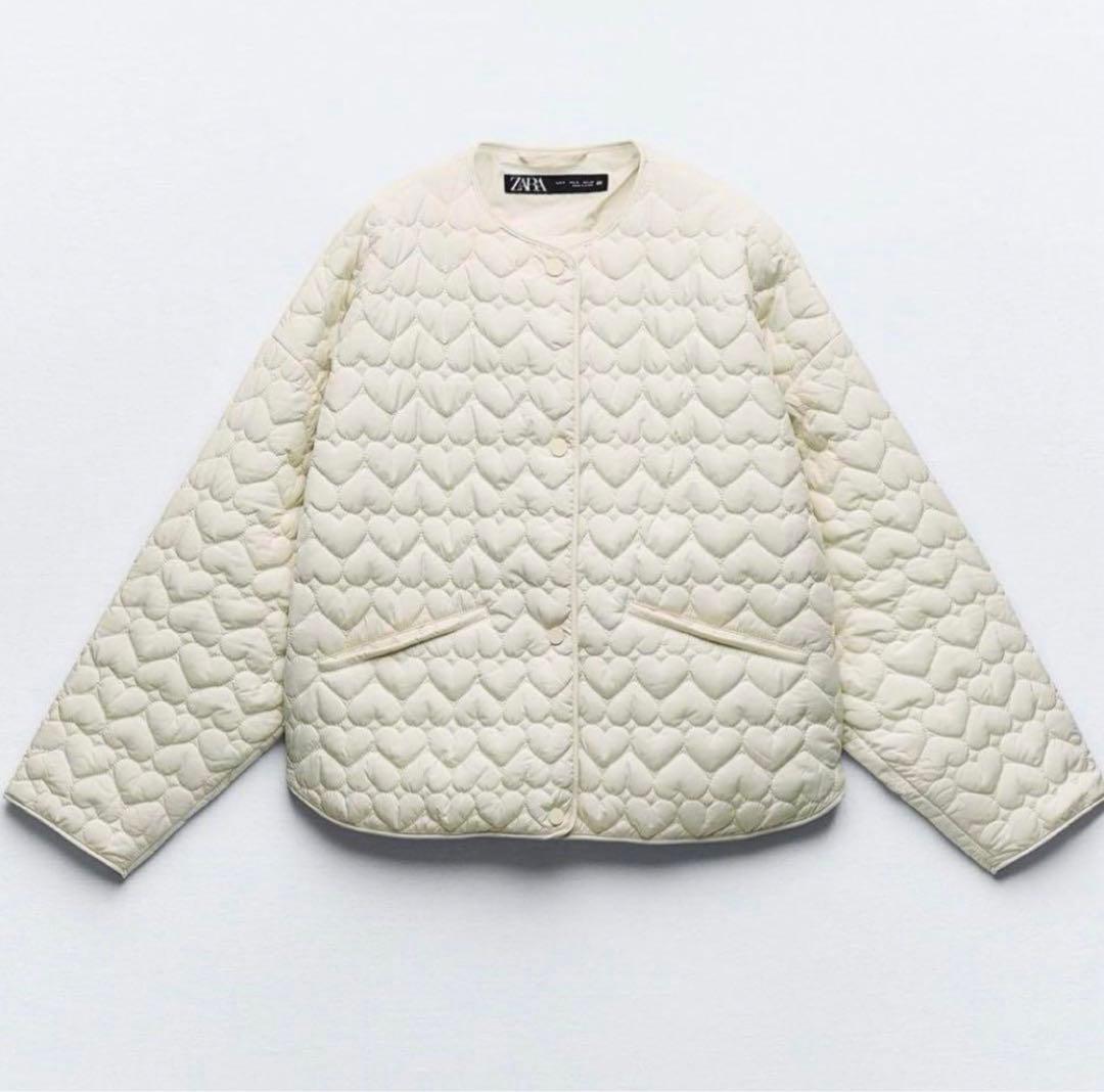 ZARA】ハート キルティング ジャケット ホワイト S 新品未使用 - メルカリ