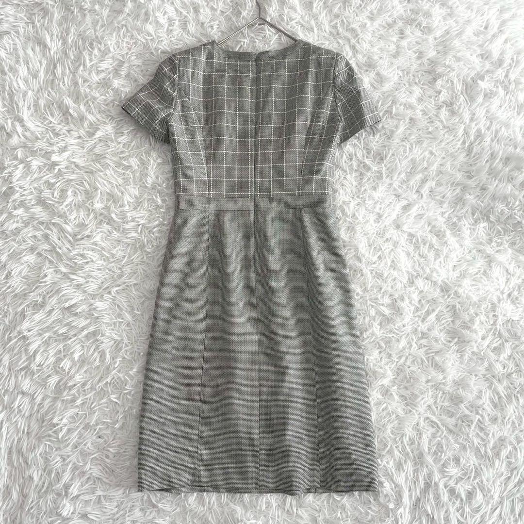 Courreges クレージュ チェック柄半袖ワンピース M 日本製 シルク50