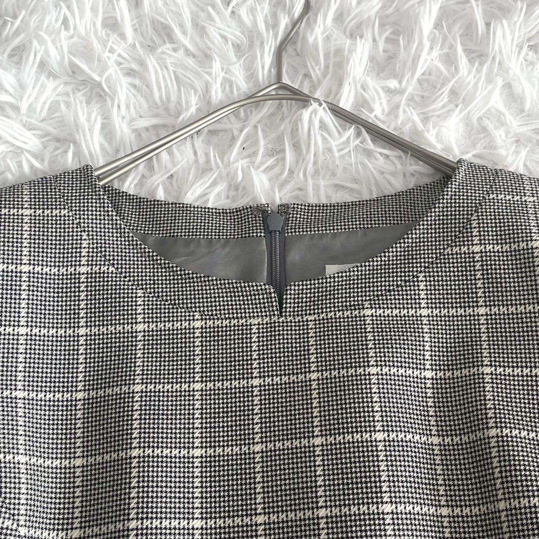 Courreges クレージュ チェック柄半袖ワンピース M 日本製 シルク50